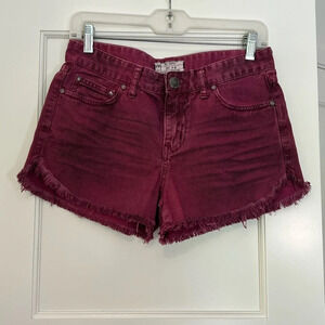 Free People Shorts Purple Cotton Stretch Denim 5 Pocket Cut Off Frayed (M)